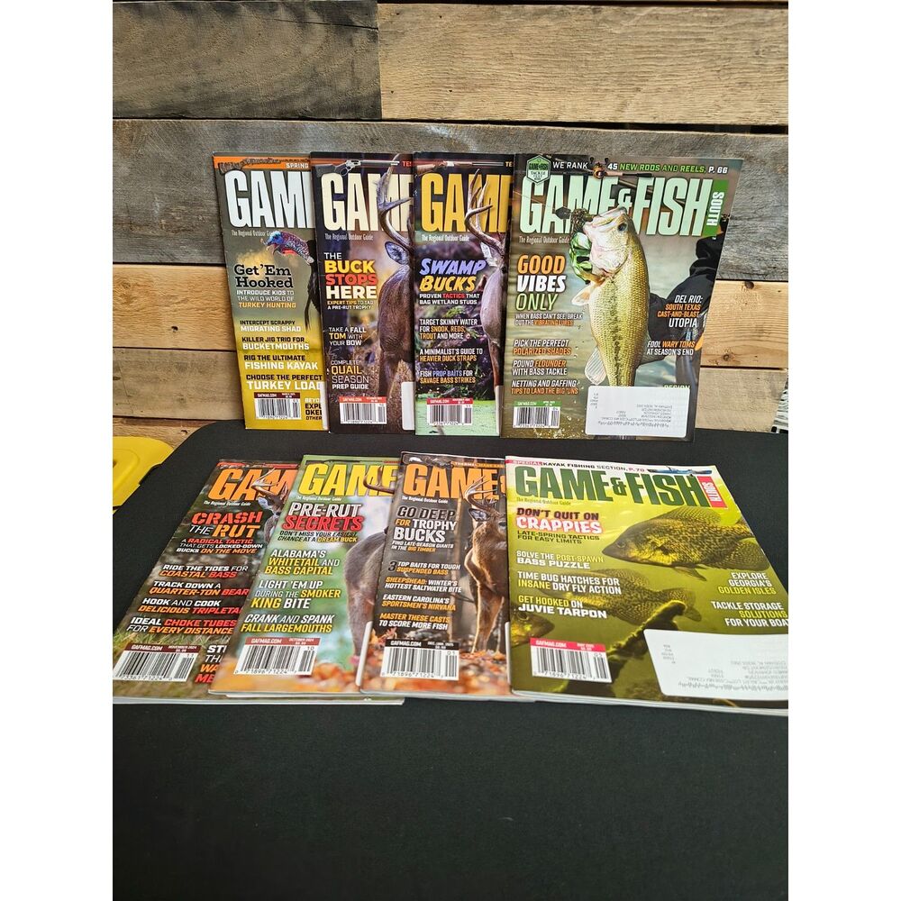 Lot of 8 - Game & Fish South Magazines - 2024-2025 - Hunting, Fishing, Turkey